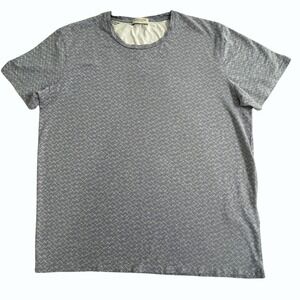 Selected Homme Men's XL Blue Patterned Short Sleeve Crew Neck T-Shirt Casual‎